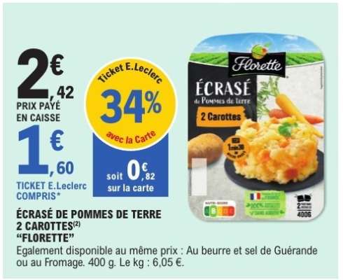 ÉCRASÉ DE POMMES DE TERRE 2 CAROTTES