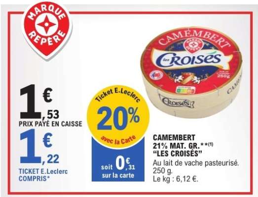 Camembert 21% MAT.GR. 'Les Croisés'