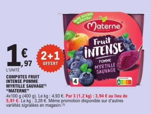 COMPOTES FRUIT INTENSE POMME MYRTILLE SAUVAGE "MATERNE"