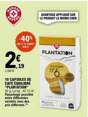 10 CAPSULES DE CAFÉ EQUILIBRÉ 'PLANTATION'