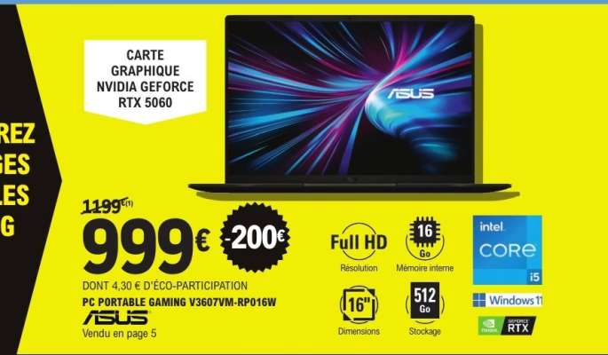 PC PORTABLE GAMING V3607VM-RP016W