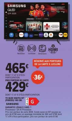 SAMSUNG TV QLED 55Q7FA 55” (POUCES) 140 CM