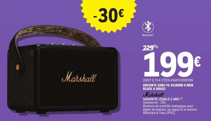 Marshall Enceinte Sans Fil Kilburn II Noir Black & Brass