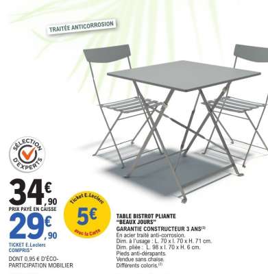 Table Bistrot Pliante 'Beaux Jours'