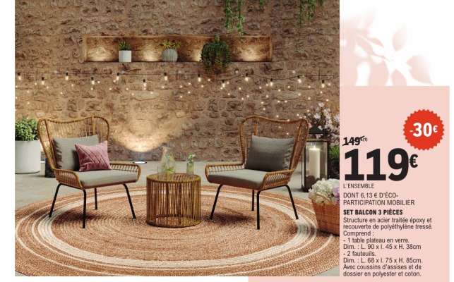 SET BALCON 3 PIÈCES