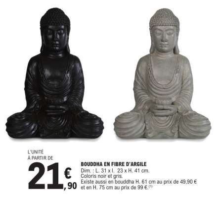 BOUDDHA EN FIBRE D'ARGILE