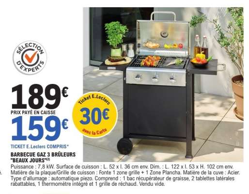 BARBECUE GAZ 3 BRÛLEURS "BEAUX JOURS"