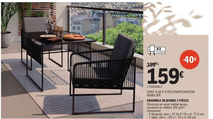 ENSEMBLE DÉJEUNER 3 PIÈCES