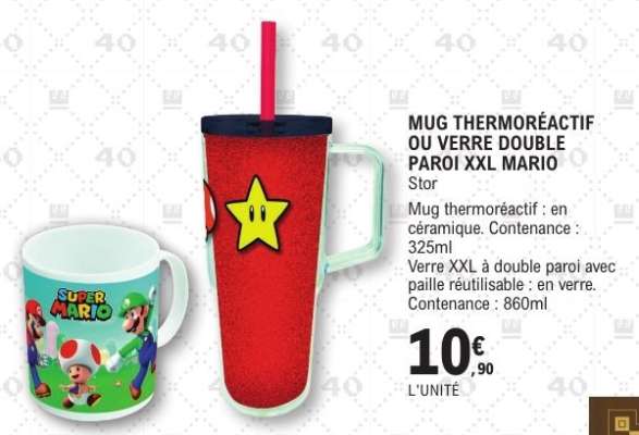 MUG THERMORÉACTIF OU VERRE DOUBLE PAROI XXL MARIO