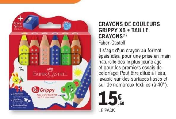 CRAYONS DE COULEURS GRIPPY X6 + TAILLE CRAYONS