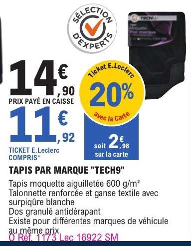 TAPIS PAR MARQUE "TECH9"