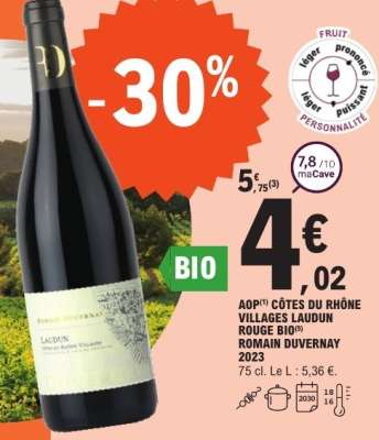 AOP CÔTES DU RHÔNE VILLAGES LAUDUN ROUGE BIO ROMAIN DUVERNAY 2023