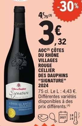 AOC CÔTES DU RHÔNE VILLAGES ROUGE CELLIER DES DAUPHINS “SIGNATURE” 2024