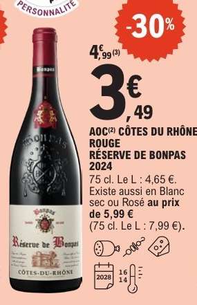 AOC CÔTES DU RHÔNE ROUGE RÉSERVE DE BONPAS 2024