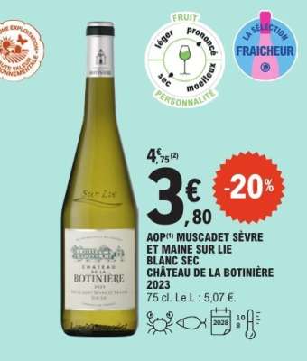 AOP Muscadet Sèvre et Maine Sur Lie Blanc Sec Château de la Botinière 2023