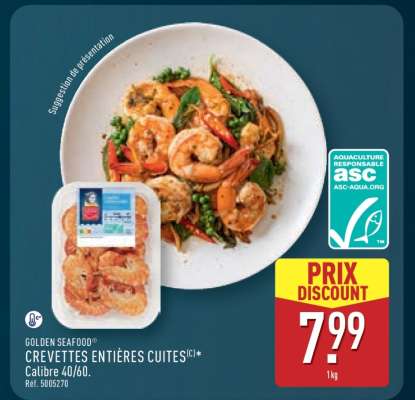 GOLDEN SEAFOOD CREVETTES ENTIÈRES CUITES