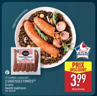 ST-CLÉMENT LE BOUCHER® 6 SAUCISSES FUMÉES