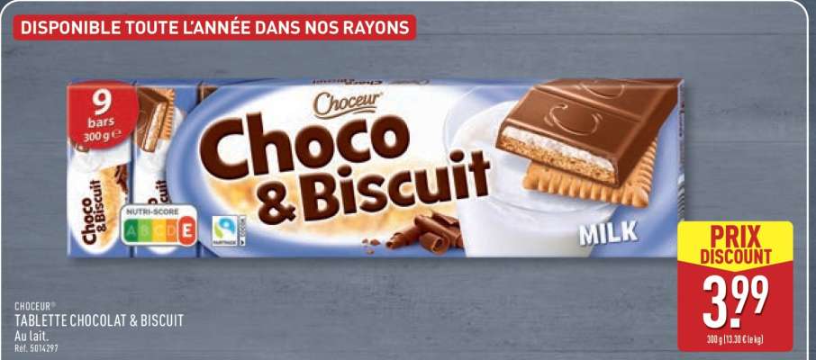 CHOCEUR TABLETTE CHOCOLAT & BISCUIT