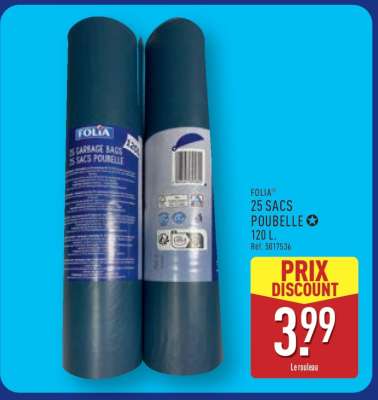 FOLIA 25 SACS POUBELLE 120 L