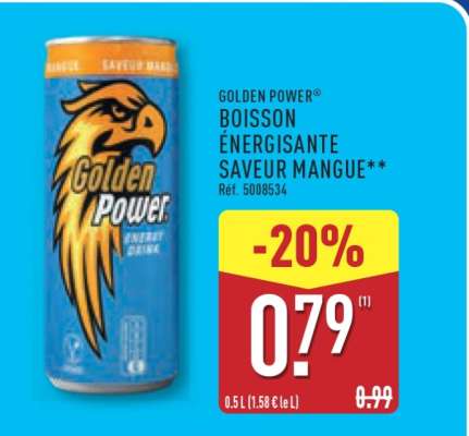GOLDEN POWER® BOISSON ÉNERGISANTE SAVEUR MANGUE