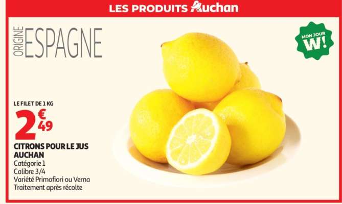 CITRONS POUR LE JUS AUCHAN