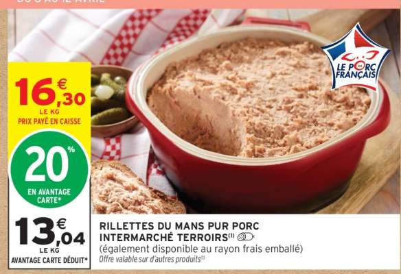 Rillettes du Mans pur porc Intermarché Terroirs
