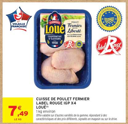 Cuisse de Poulet Fermier Label Rouge IGP X4 Loué