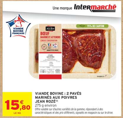 Viande Bovine : 2 Pavés Marinés aux Poivres Jean Rozé