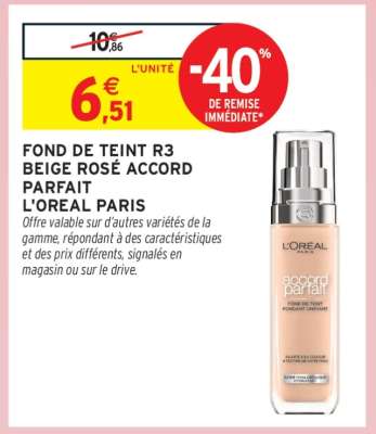 Fond de Teint R3 Beige Rosé Accord Parfait L'Oreal Paris