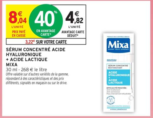 SÉRUM CONCENTRÉ ACIDE HYALURONIQUE + ACIDE LACTIQUE MIXA
