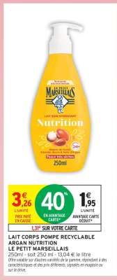LAIT CORPS POMPE RECYCLABLE ARGAN NUTRITION LE PETIT MARSEILLAIS