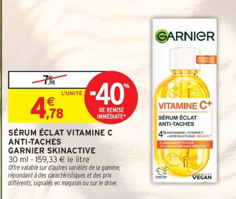 SÉRUM ÉCLAT VITAMINE C ANTI-TACHES GARNIER SKINACTIVE