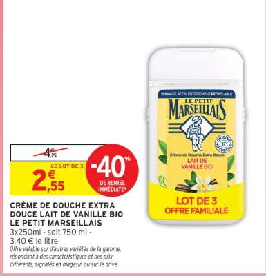 CRÈME DE DOUCHE EXTRA DOUCE LAIT DE VANILLE BIO LE PETIT MARSEILLAIS