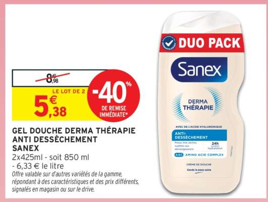 Gel Douche Derma Thérapie Anti Dessèchement Sanex