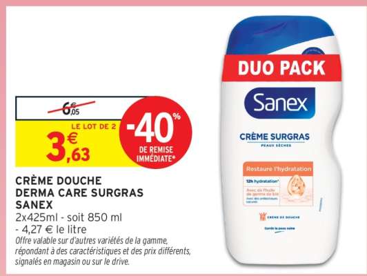 CRÈME DOUCHE DERMA CARE SURGRAS SANEX