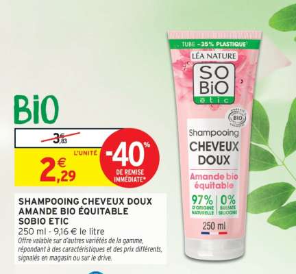 SHAMPOOING CHEVEUX DOUX AMANDE BIO ÉQUITABLE SOBIO ETIC