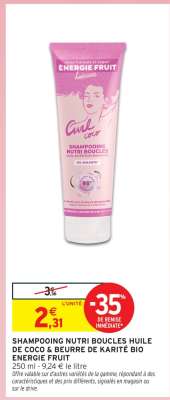SHAMPOOING NUTRI BOUCLES HUILE DE COCO & BEURRE DE KARITÉ BIO ÉNERGIE FRUIT