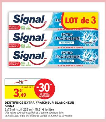 Dentifrice Extra Fraîcheur Blancheur Signal