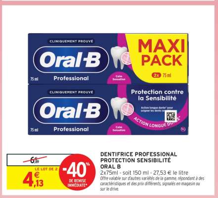 DENTIFRICE PROFESSIONAL PROTECTION SENSIBILITÉ ORAL B