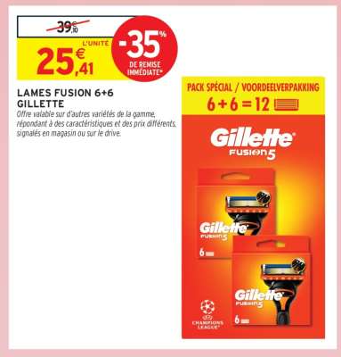Lames Fusion 6+6 Gillette