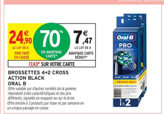 Brossettes 4+2 Cross Action Black Oral B