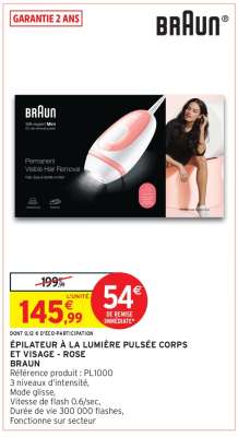Épilateur à la lumière pulsée corps et visage - Rose