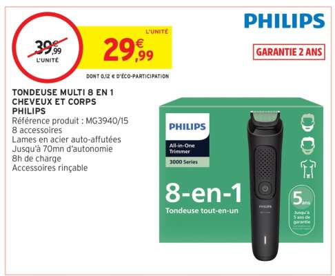 Tondeuse Multi 8 en 1 Cheveux et Corps Philips