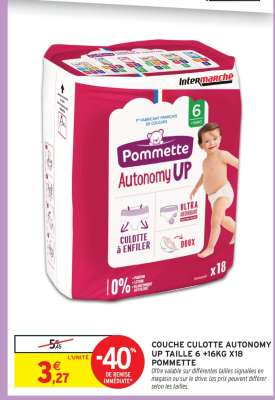 COUCHE CULOTTE AUTONOMY UP TAILLE 6 +16KG X18 POMMETTE