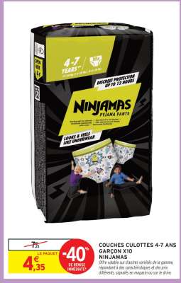 Couches Culottes 4-7 Ans Garçon X10 Ninjamas