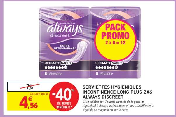 Always Discreet Incontinence Long Plus 2x6