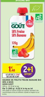GOURDE DE FRUITS FRAISE BANANE BIO DÈS 4 MOIS