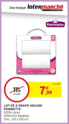 LOT DE 2 DRAPS HOUSSE POMMETTE