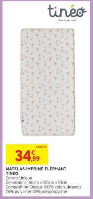 MATELAS IMPRIMÉ ÉLÉPHANT TINEO