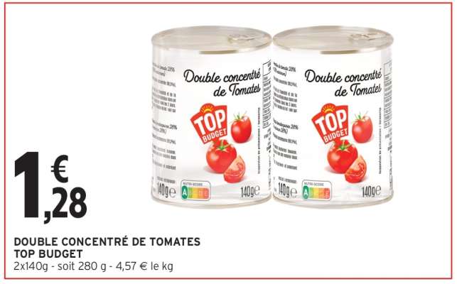 DOUBLE CONCENTRÉ DE TOMATES TOP BUDGET